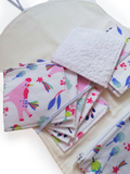 Pochette licornes imperméable à fermeture éclair avec 10 lingettes lavables 1